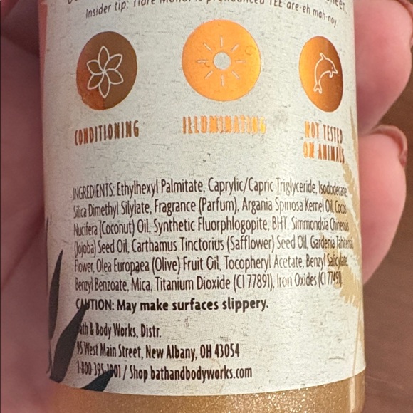Bath & Body Works Tiare Monoi Body Oil - Gold Glitter - Picture 4 of 6